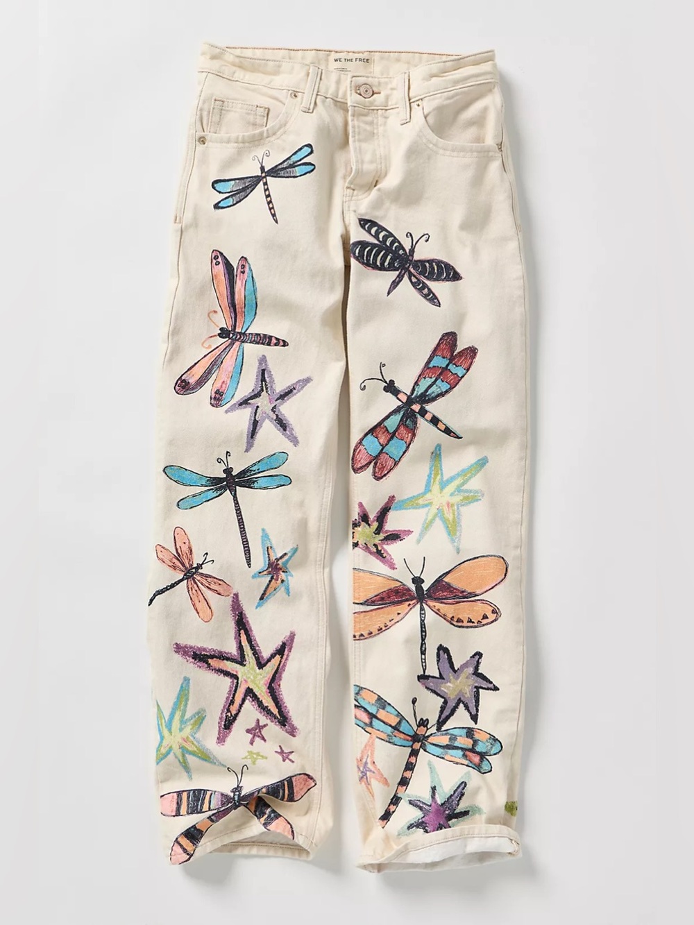 We The Free Tennessee Low-Rise Illusions Jeans Dragonfly & Stars Paint Sz: 27